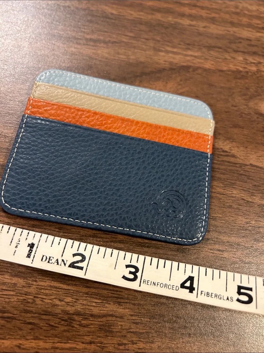 Leather Card Holder Slim Wallet - Navy, Orange, Tan, Light Gray